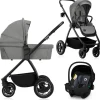 Poussette trio meril + nacelle + coque grey stone