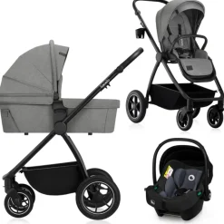 Poussette trio meril + nacelle + coque grey stone