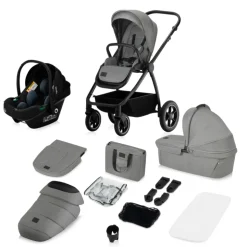 Poussette trio meril + nacelle + coque grey stone