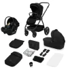 Poussette trio meril + nacelle + coque black onyx