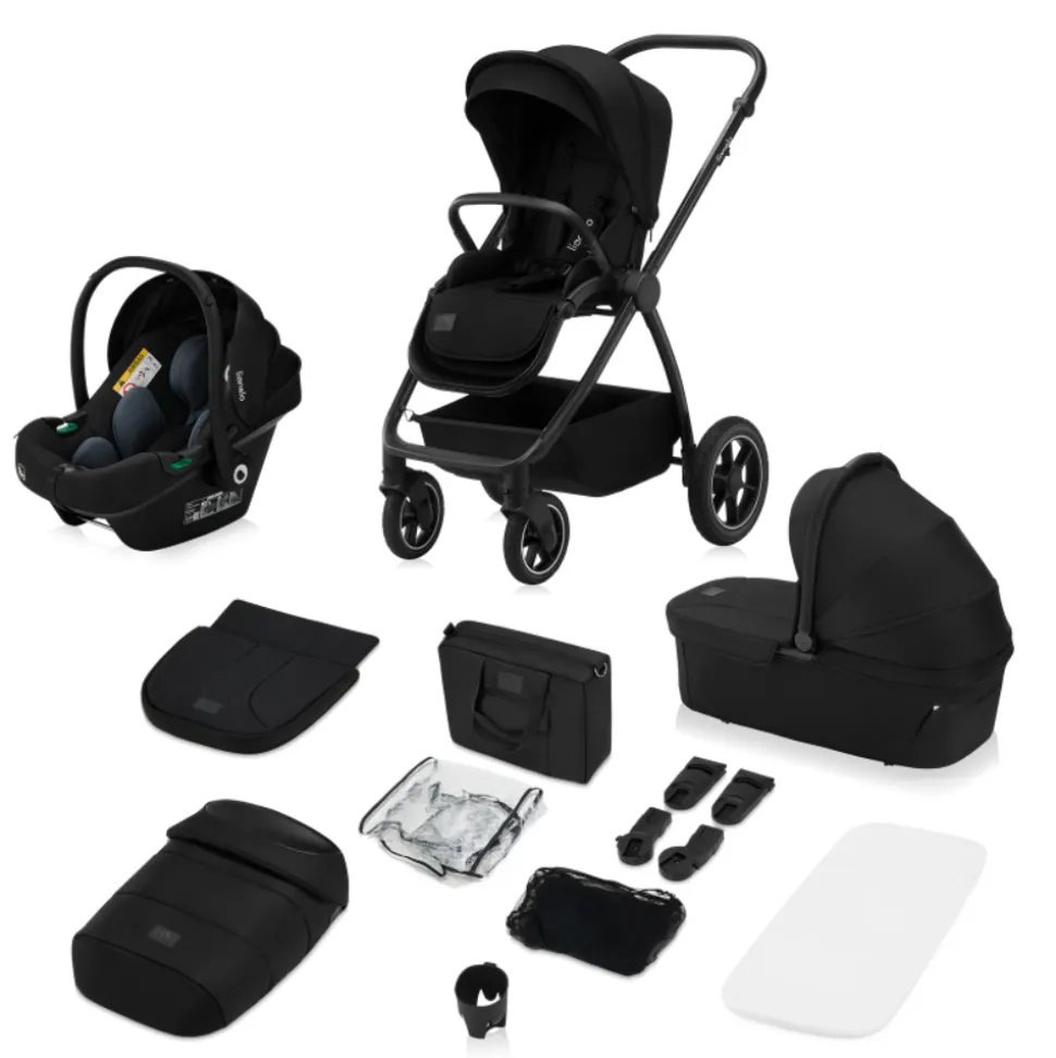 Poussette trio meril + nacelle + coque black onyx