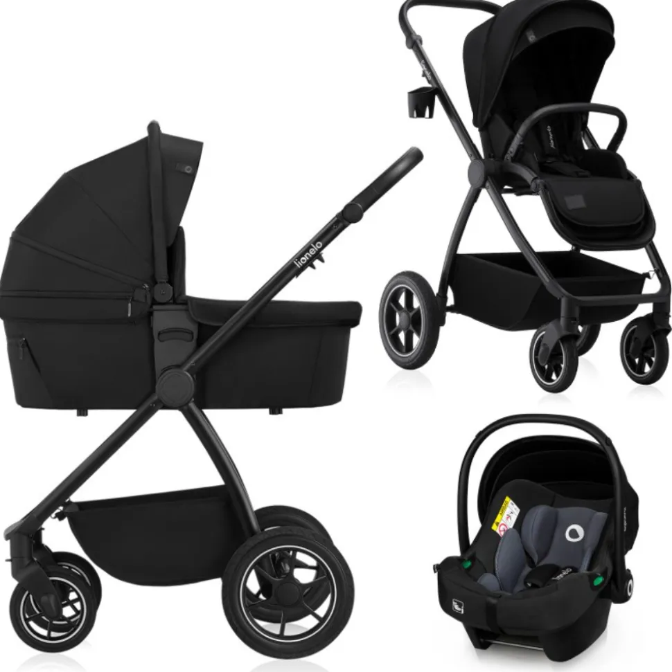 Poussette trio meril + nacelle + coque black onyx