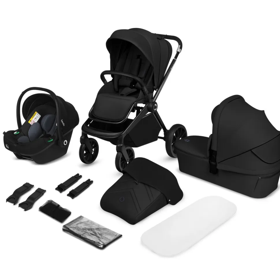 Poussette trio mika plus + nacelle + siège auto astrid black onyx