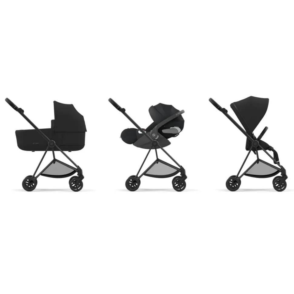 Poussette trio mios 3 off white châssis matt black + cloud t i-size + nacelle luxe