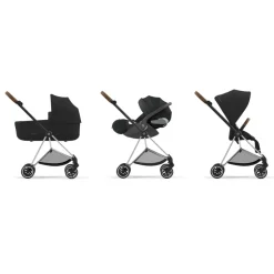 Poussette trio mios 3 off white châssis chrome brown + cloud t i-size + nacelle luxe