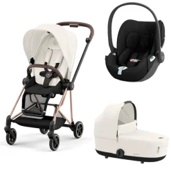 Poussette trio mios 3 off white châssis rose gold + cloud t i-size + nacelle luxe