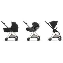 Poussette trio mios 3 peach pink châssis rose gold + cloud t i-size + nacelle luxe