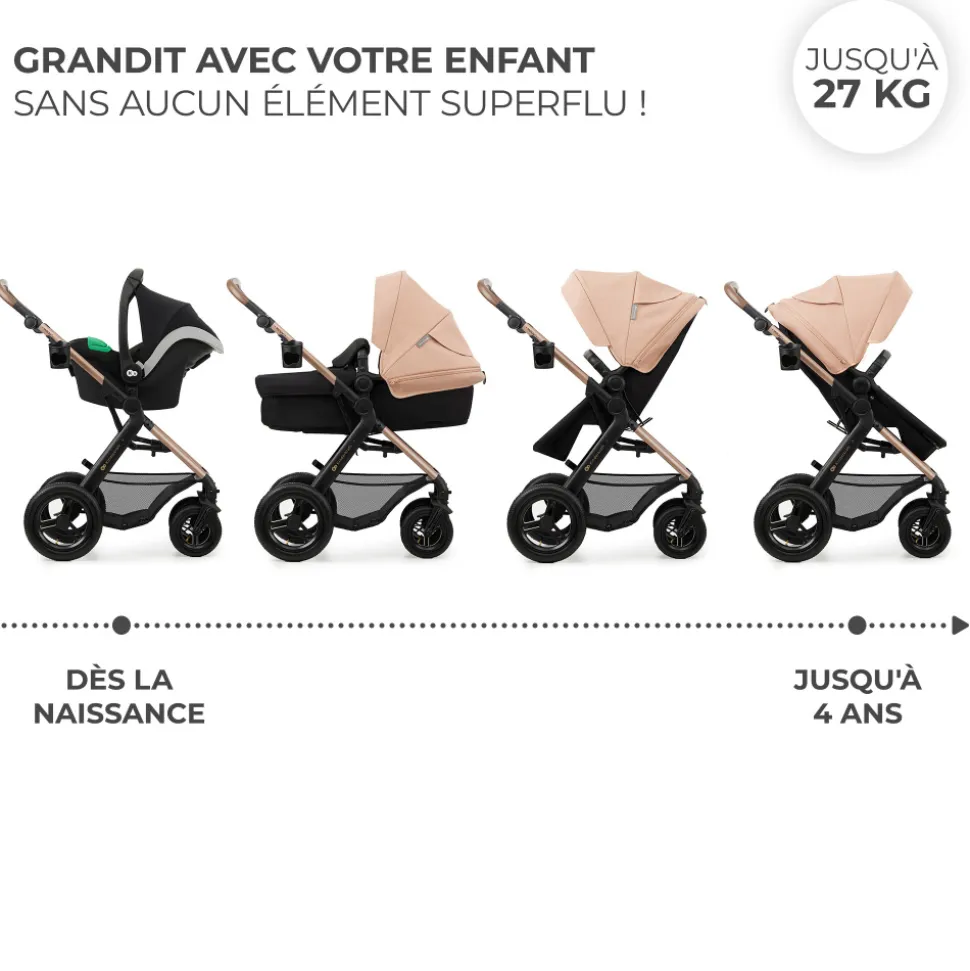 Poussette trio moov 2 air wheels sand beige
