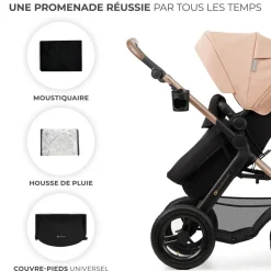 Poussette trio moov 2 air wheels sand beige
