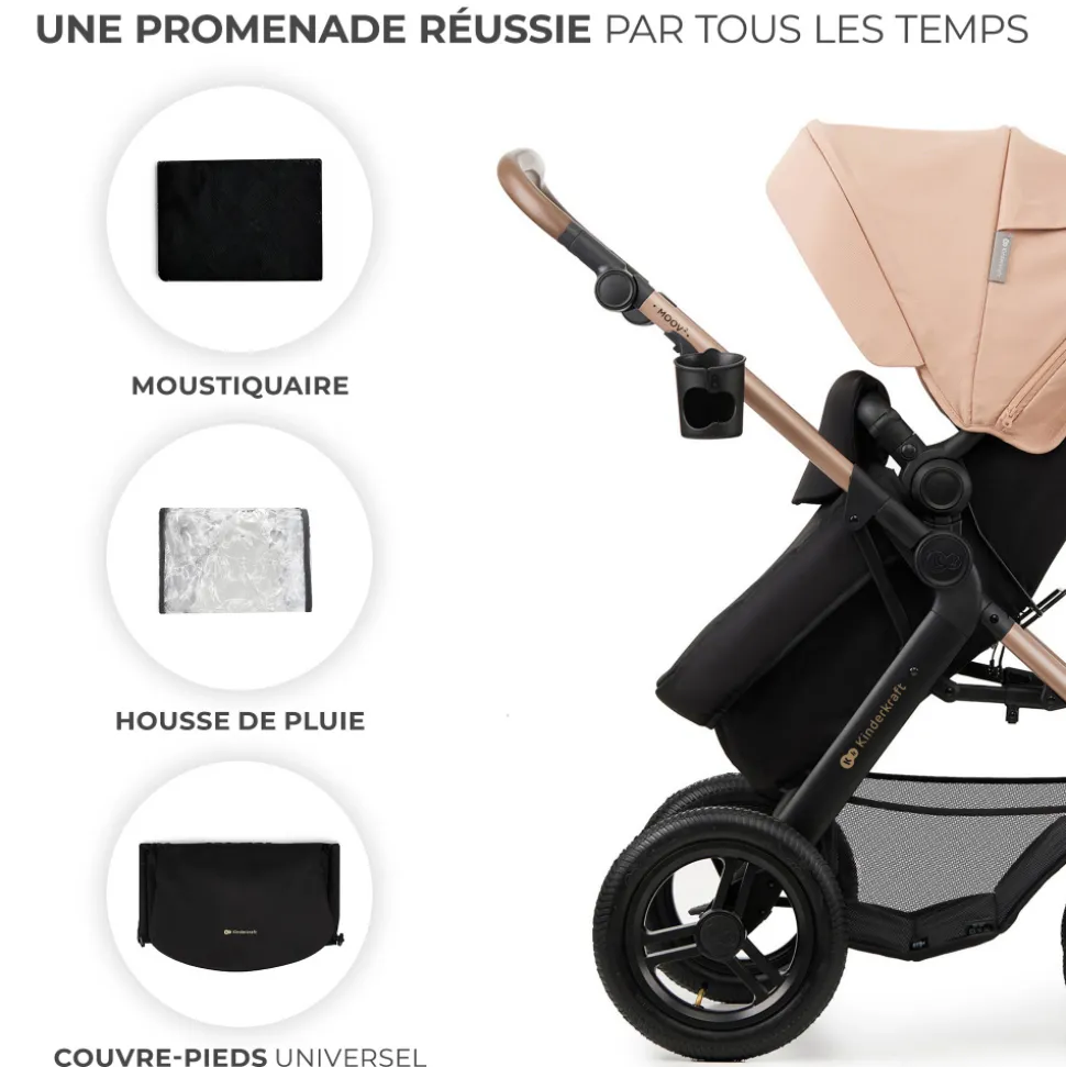 Poussette trio moov 2 air wheels sand beige