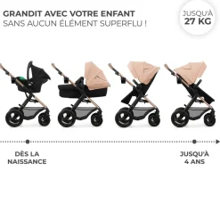 Poussette trio moov 2 air wheels avec base sand beige