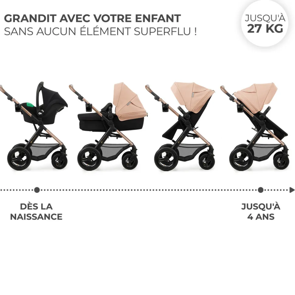 Poussette trio moov 2 air wheels avec base sand beige