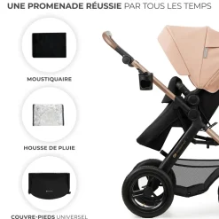 Poussette trio moov 2 air wheels avec base sand beige