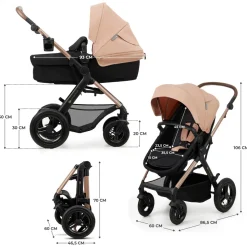 Poussette trio moov 2 air wheels avec base sand beige