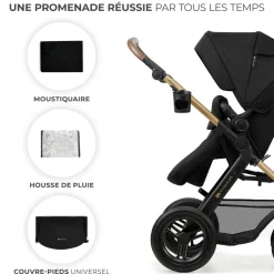 Poussette trio moov 2 air wheels avec base pure black