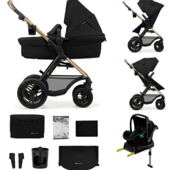 Poussette trio moov 2 air wheels avec base pure black