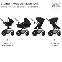 Poussette trio moov 2 air wheels avec base pure black