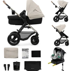 Poussette trio moov 2 air wheels avec base moonlight grey