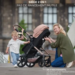 Poussette trio moov 2 air wheels avec base moonlight grey