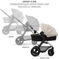 Poussette trio moov 2 air wheels avec base moonlight grey