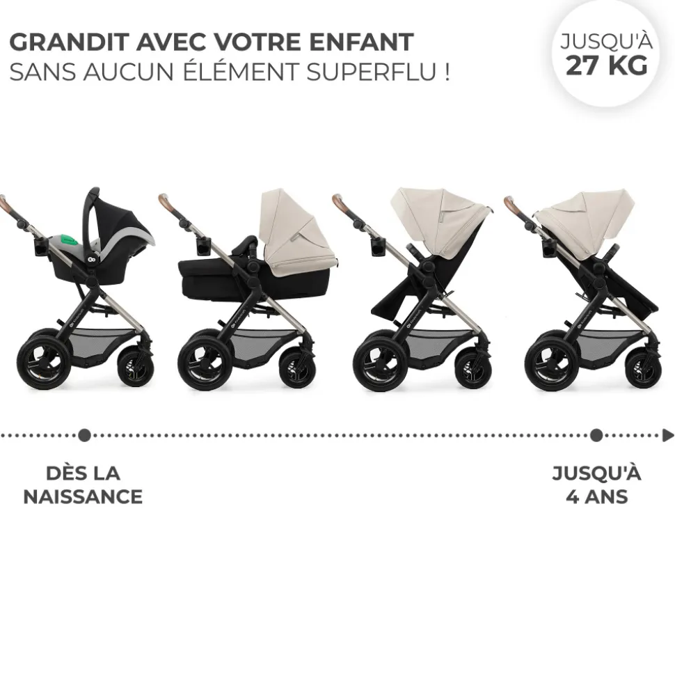 Poussette trio moov 2 air wheels avec base moonlight grey