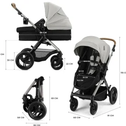 Poussette trio moov 2 xl air wheels moonlight grey