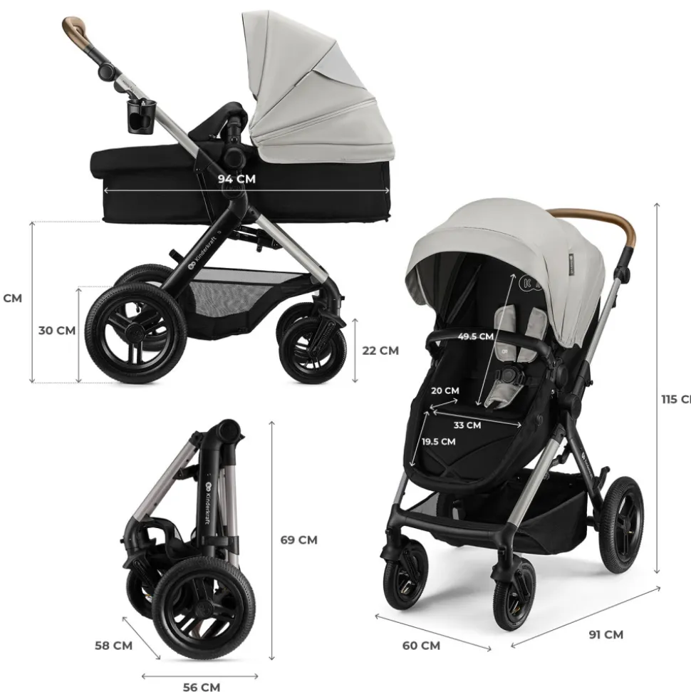 Poussette trio moov 2 xl air wheels moonlight grey