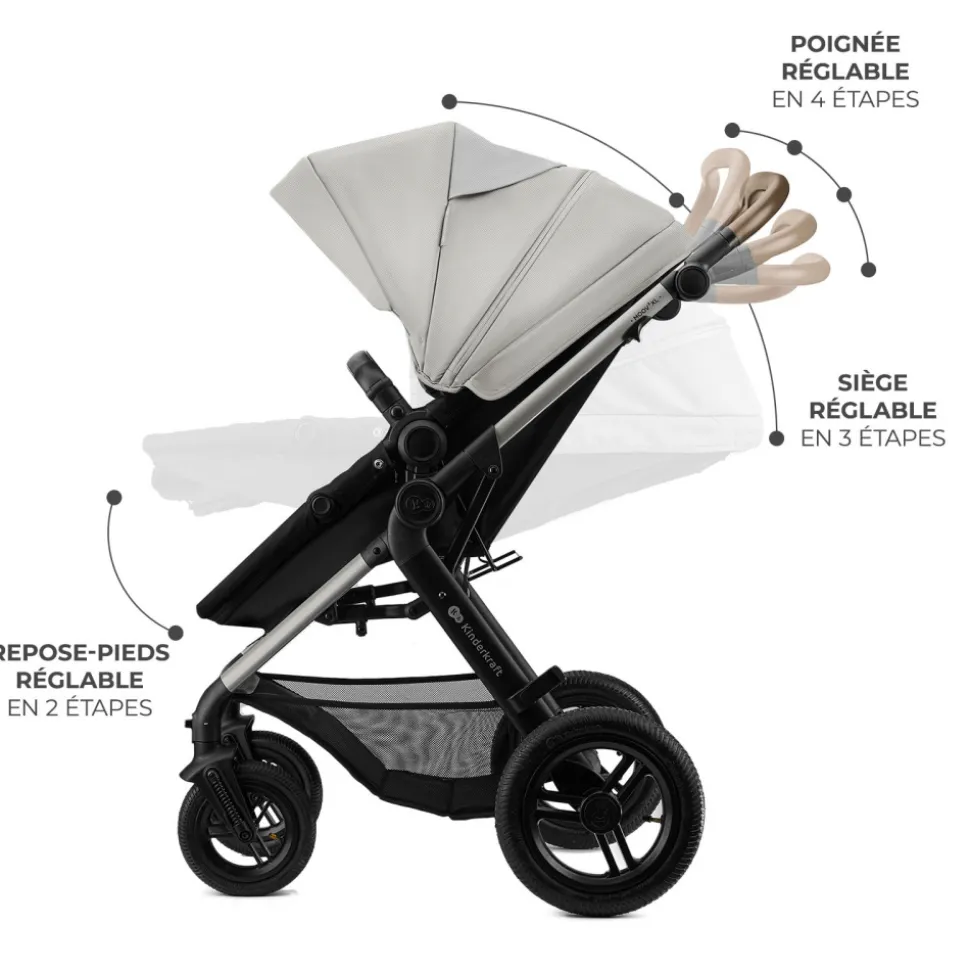 Poussette trio moov 2 xl air wheels moonlight grey