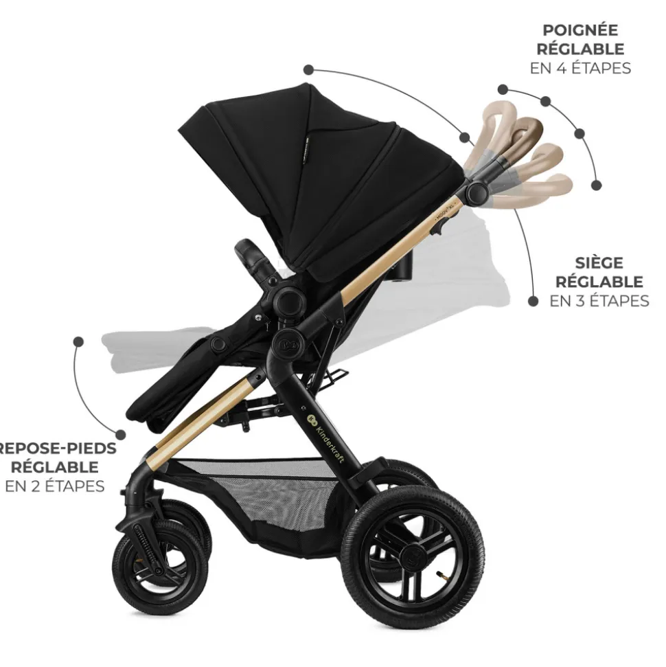 Poussette trio moov 2 xl air wheels pure black