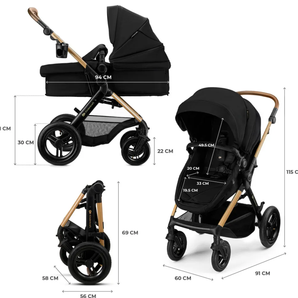 Poussette trio moov 2 xl air wheels pure black
