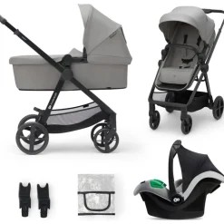 Poussette trio newly gris + siège auto mink pro