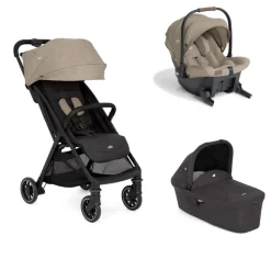 Poussette trio pact pro twig beige + siège auto sprint sandstone + nacelle ramble shale noir