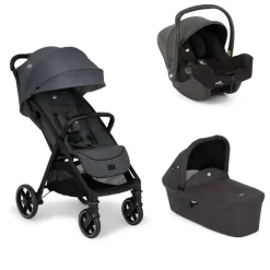 Poussette trio parcel lx signature ebony + siège auto i-snug 2 shale + nacelle ramble shale
