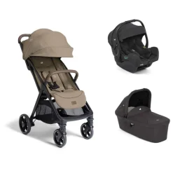 Poussette trio parcel lx signature sandstone + siège auto i-gemm 3 raven + nacelle ramble shale