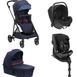 Poussette trio seety oxford blue + siège auto kory i-size essential + nacelle seety + bi-seat air i-size + base 360°