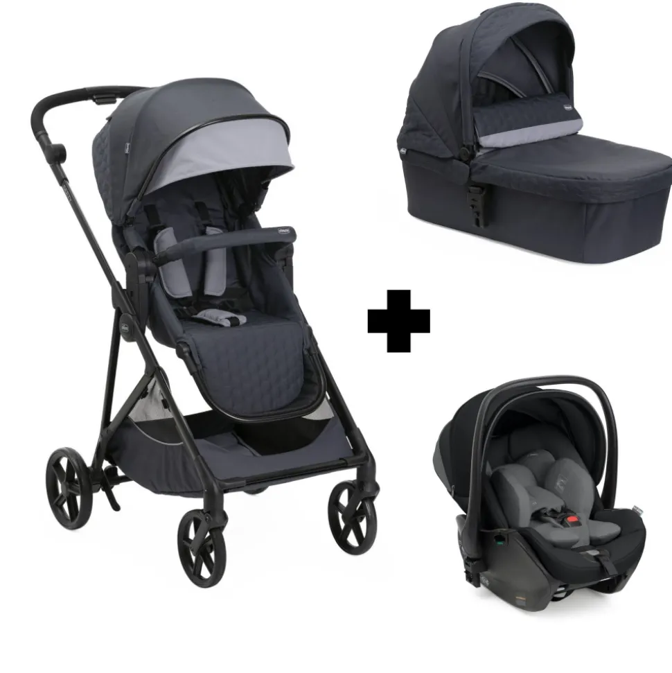 Poussette trio seety + siège auto first seat recline i-size + nacelle seety boston grey