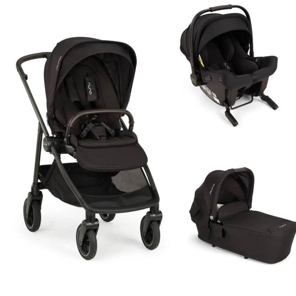Poussette trio swiv caviar + siège auto pipa urbn caviar + nacelle lytl caviar