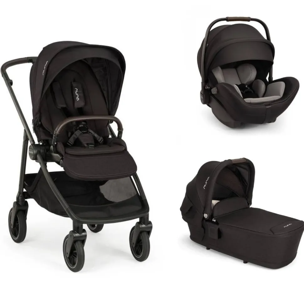 Poussette trio swiv caviar + siège auto arra flex caviar + nacelle lytl caviar