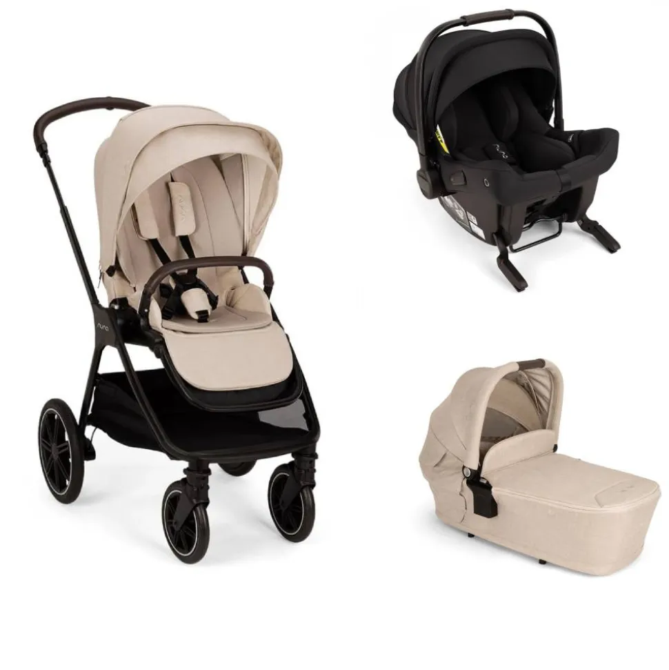 Poussette trio triv lx biscotti + siège auto pipa urbn caviar + nacelle lytl biscotti