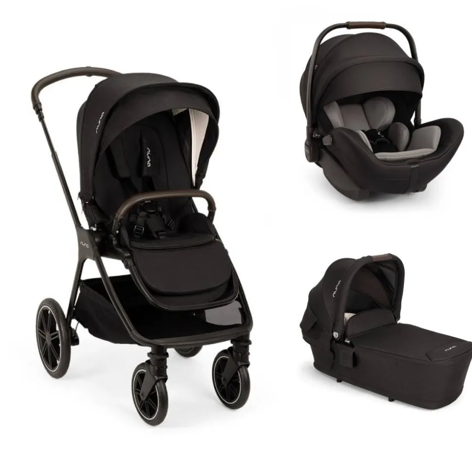 Poussette trio triv lx + siège auto arra flex + nacelle lytl caviar