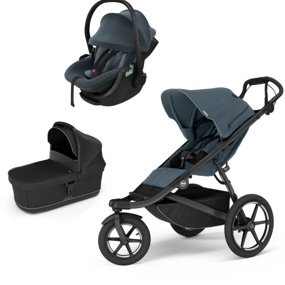 Poussette trio urban glide 3 dark slate + siège auto maple darkest blue + nacelle urban glide black