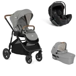 Poussette trio versatrax pebble gris + siège auto i-level pro eclipse noir + nacelle ramble xl pebble