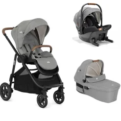 Poussette trio versatrax pebble + siège auto sprint carbon + nacelle ramble xl pebble gris