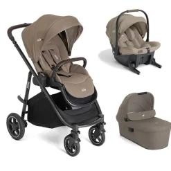 Poussette trio versatrax + siège auto sprint sandstone + nacelle ramble xl cashew