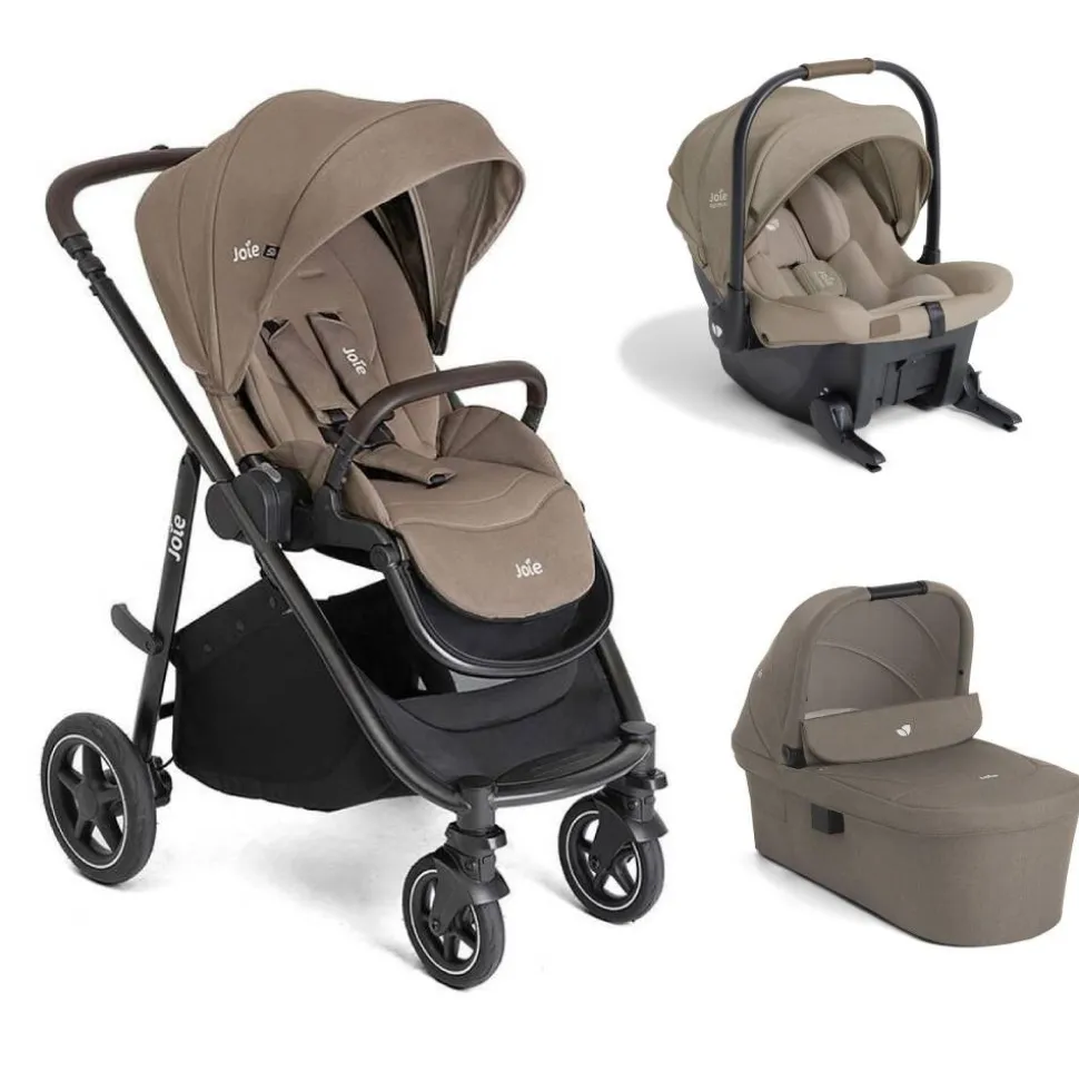 Poussette trio versatrax + siège auto sprint sandstone + nacelle ramble xl cashew