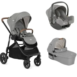 Poussette trio versatrax + siège auto i-snug 2 + nacelle ramble xl pebble gris