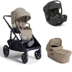 Poussette trio versiti sandstone beige + siège auto i-gemm 3 shale noir + nacelle ramble xl sandstone beige