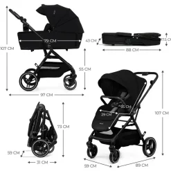 Poussette trio yoxi 3 en1 pure black
