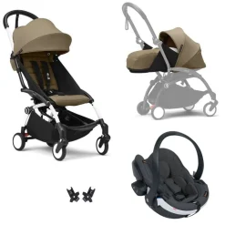 Poussette trio yoyo 3 - châssis blanc pack 0+ & 6+ toffee + siège auto izi go modular x2 by besafe