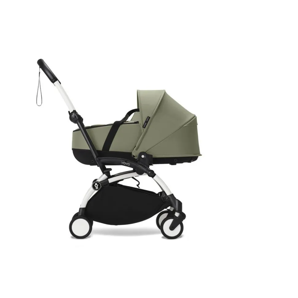 Poussette trio yoyo 3 - châssis blanc pack 6+ siège auto izi go modular x2 by besafe + nacelle olive